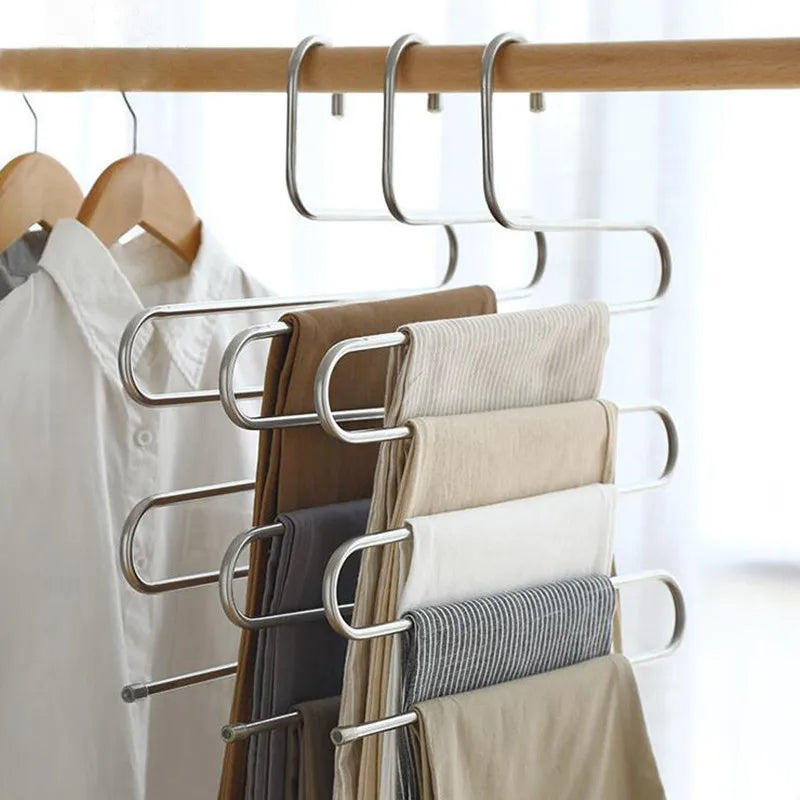 Space Saving 5-Tier Stainless Steel Hanger Rack - Lusomart