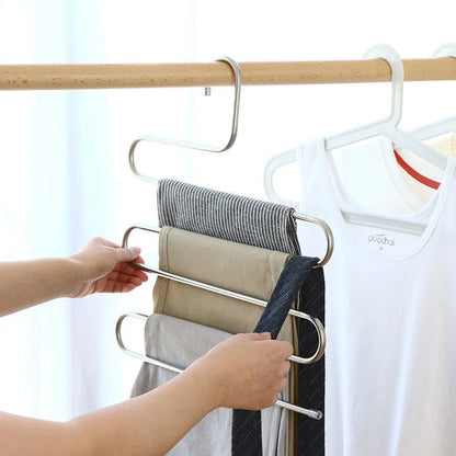 Versatile 5-Layer Stainless Steel S-Shaped Clothes Hanger – Maximize Closet Space for Neat Organization 1