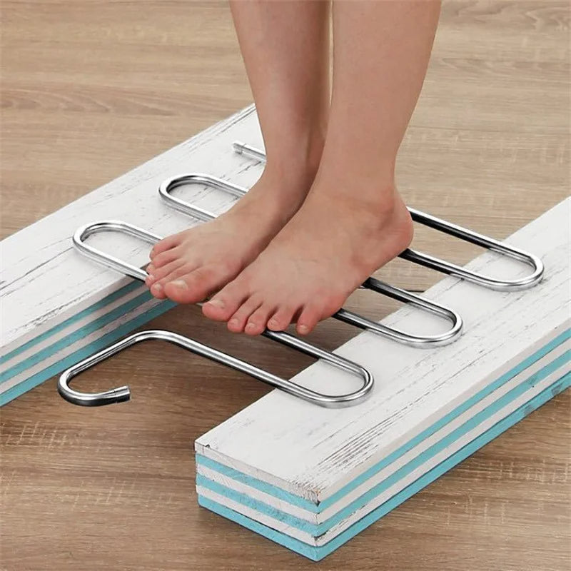 Versatile 5-Layer Stainless Steel S-Shaped Clothes Hanger – Maximize Closet Space for Neat Organization 2
