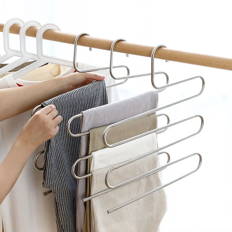 Versatile 5-Layer Stainless Steel S-Shaped Clothes Hanger – Maximize Closet Space for Neat Organization 3
