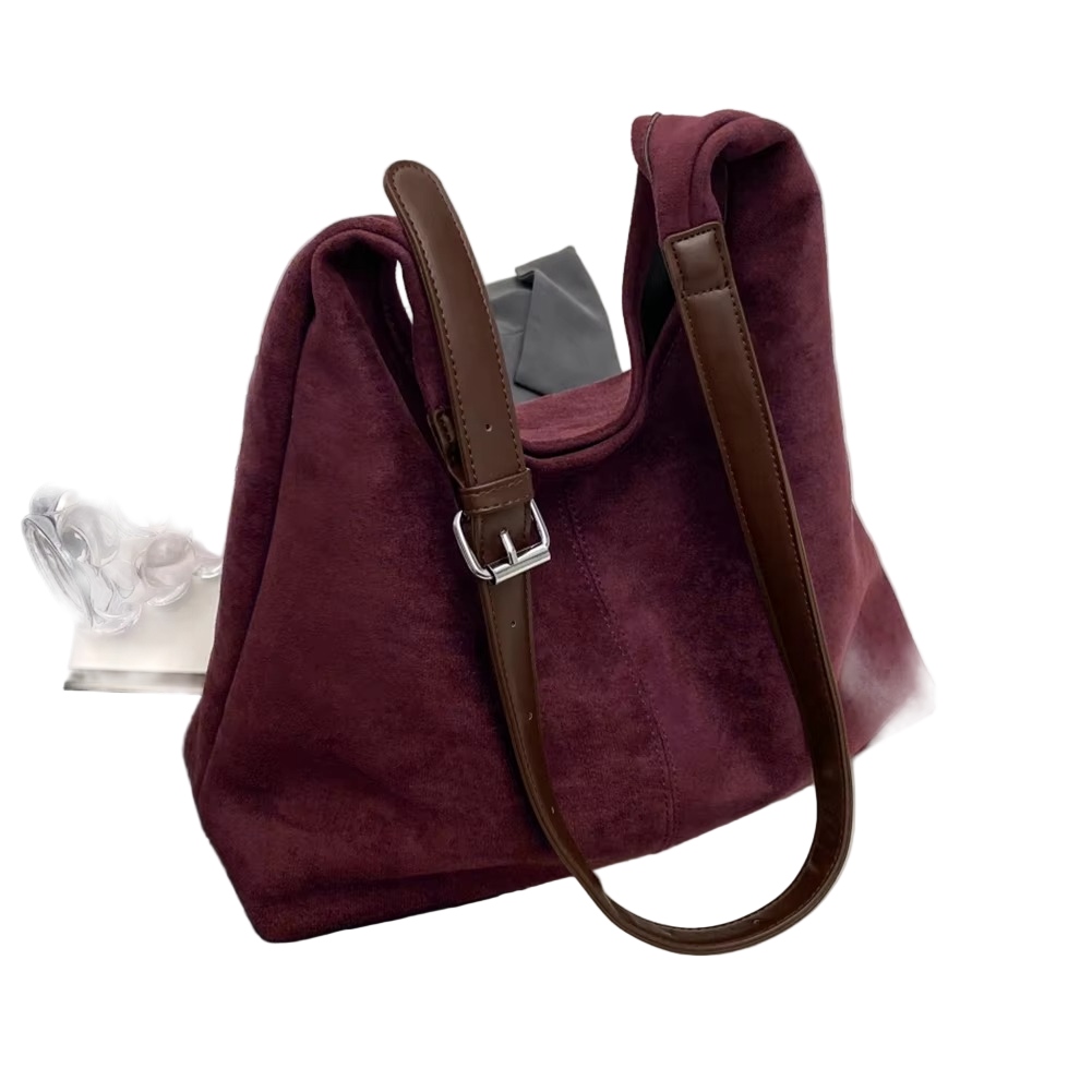 Versatile Suede Handbag – High Capacity Trunk Style with Adjustable Strap for Elegant Everyday Outfits 2