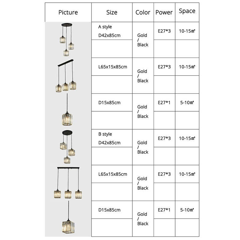 Stylish Gold Glass Drop Pendant Light, Black
