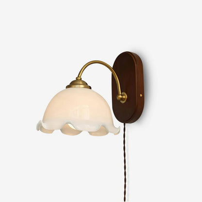 Traditional Style Glass Wall Sconce with Wood Base - Lusomart