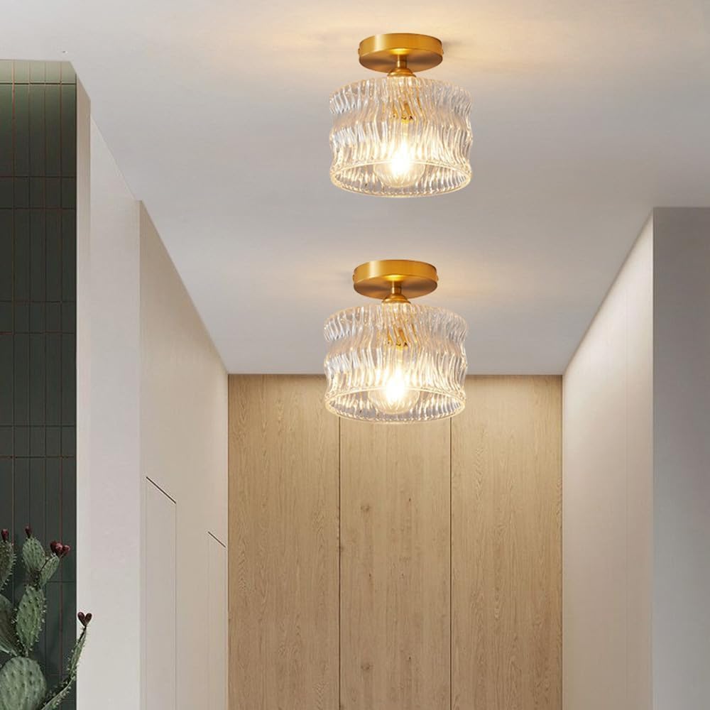 Vintage Crystal Clear Glass Ceiling Light Hallway 5
