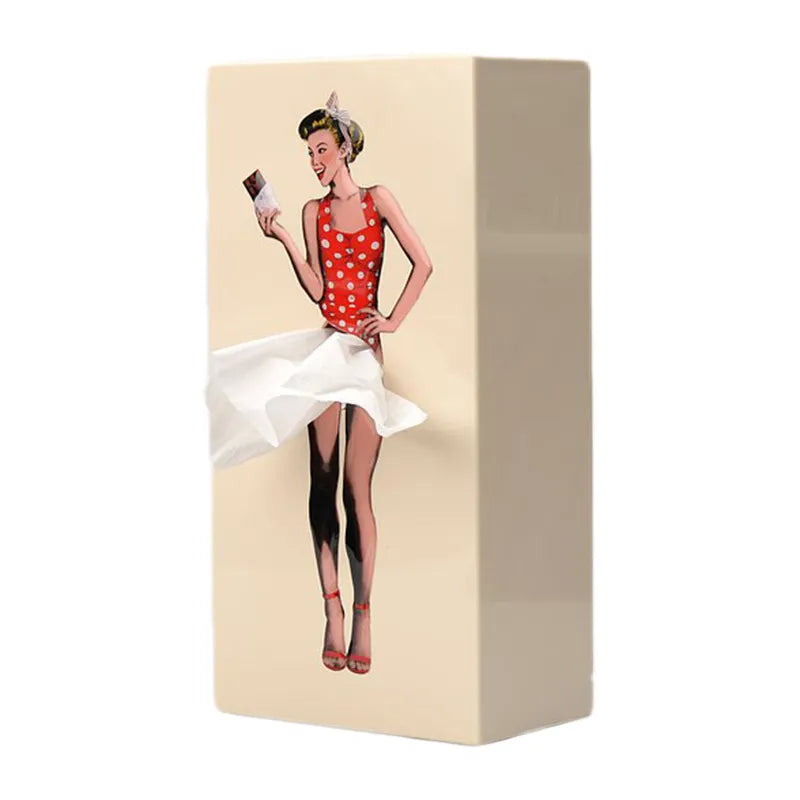 Rustic Wooden Tissue Box with Floral Patterns - Lusomart