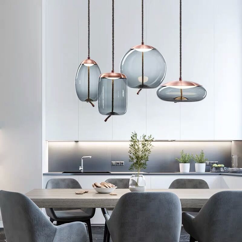 Volith | Hemp Rope Pendant Light in Rose Gold Style 2