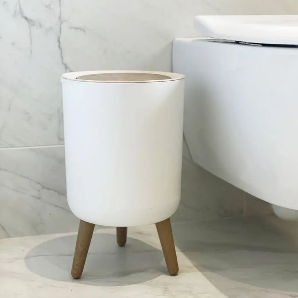  Push top waste basket with discreet lid design perfect for living room and small space organization