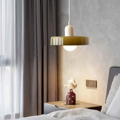 Colorful Glass Drop Pendant Light With Adjustable Arm