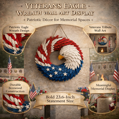 Patriotic Eagle Wreath Wooden Wall Decor Sign