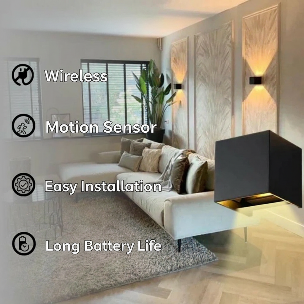 Smart Motion LED Cube Wall Lamp Rechargeable