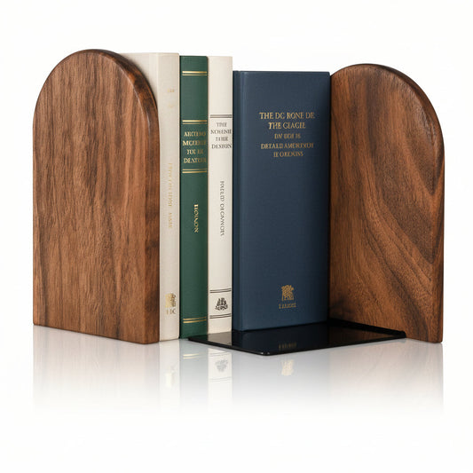 Solid Wood Black Bookends Office Desk Organizers - Lusomart