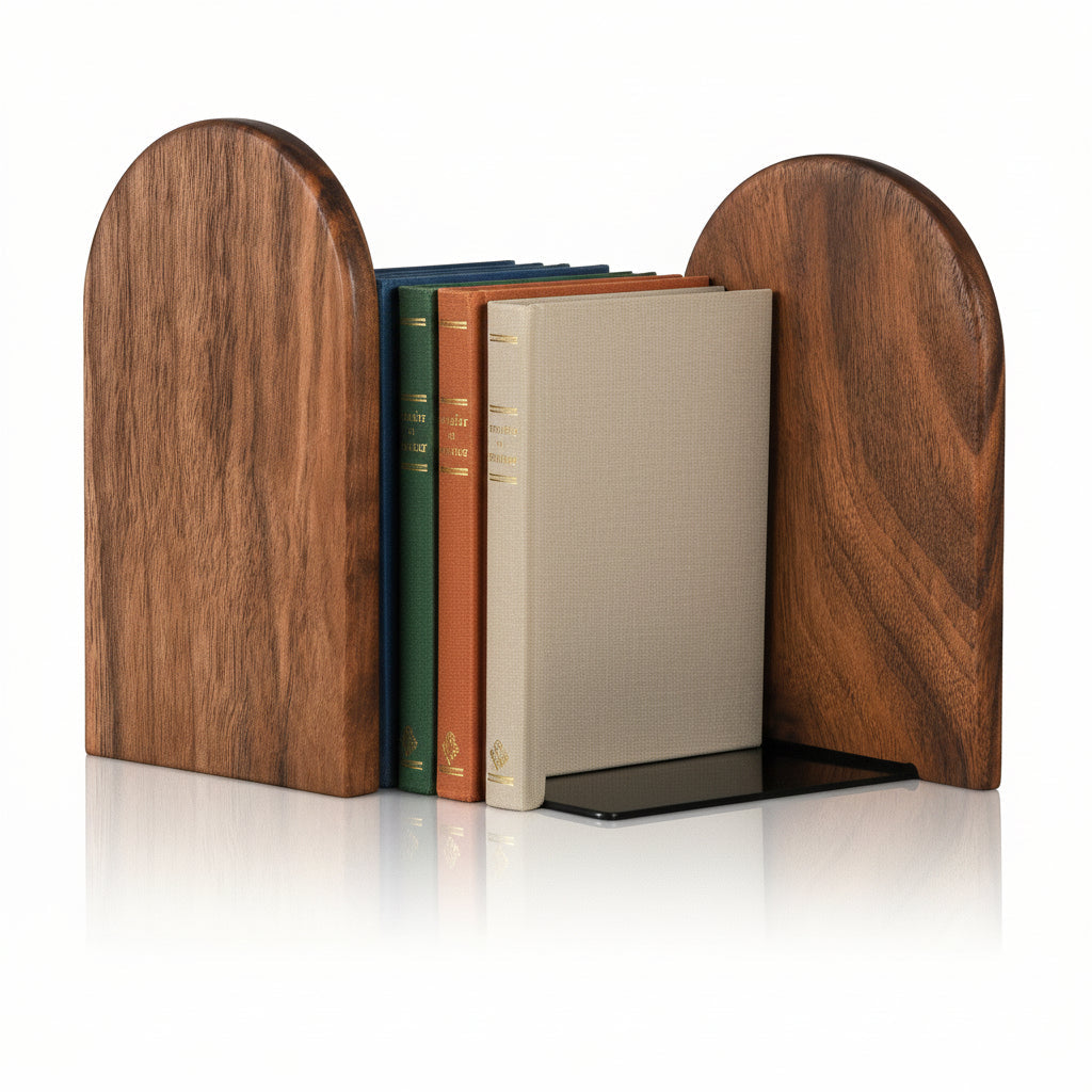 Solid Wood Black Bookends Office Desk Organizers