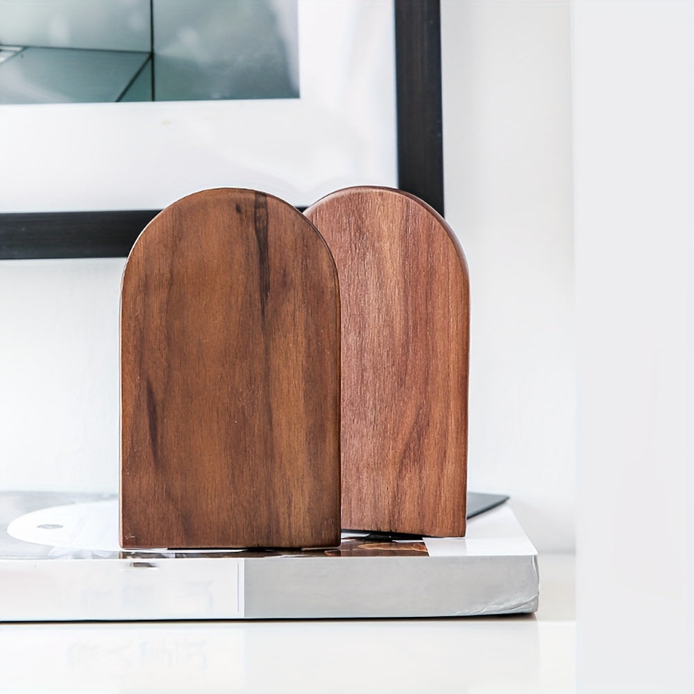 Solid Wood Black Bookends Office Desk Organizers
