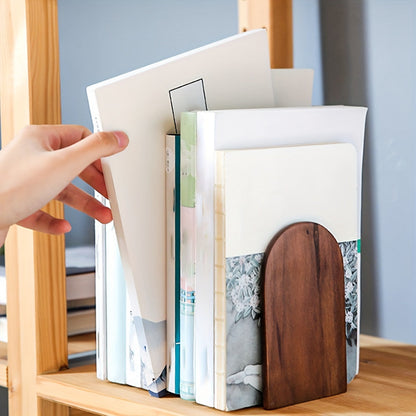 Solid Wood Black Bookends Office Desk Organizers