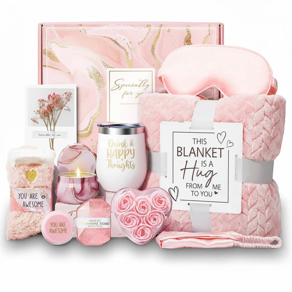 Relaxing Plush Blanket Spa Gift Set for Her - Lusomart