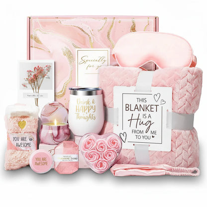 Relaxing Plush Blanket Spa Gift Set for Her - Lusomart