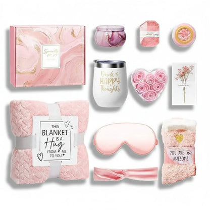 Relaxing Plush Blanket Spa Gift Set for Her