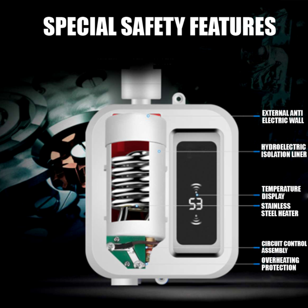 Compact Instant Hot Water Heater 3500W Adjustable Temp