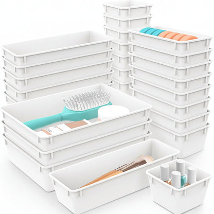 Compact Stackable Storage Tray Set for Home Office