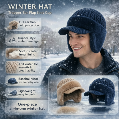 Warm Fleece Lined Trapper Hat for Cold Weather