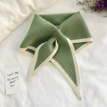 Classic Contrast Edge Thin Cozy Neck Scarf - Lusomart