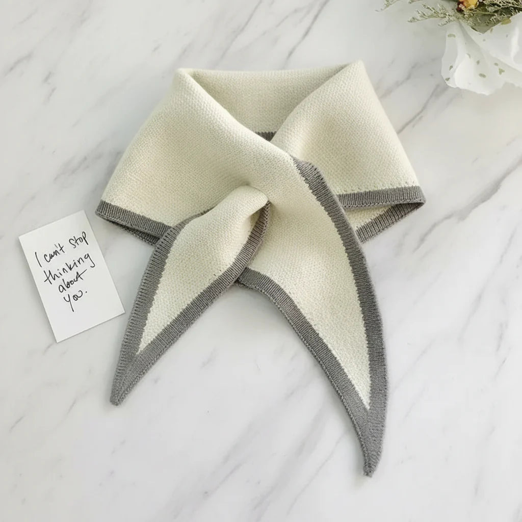 Classic Contrast Edge Thin Cozy Neck Scarf