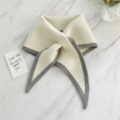 Classic Contrast Edge Thin Cozy Neck Scarf