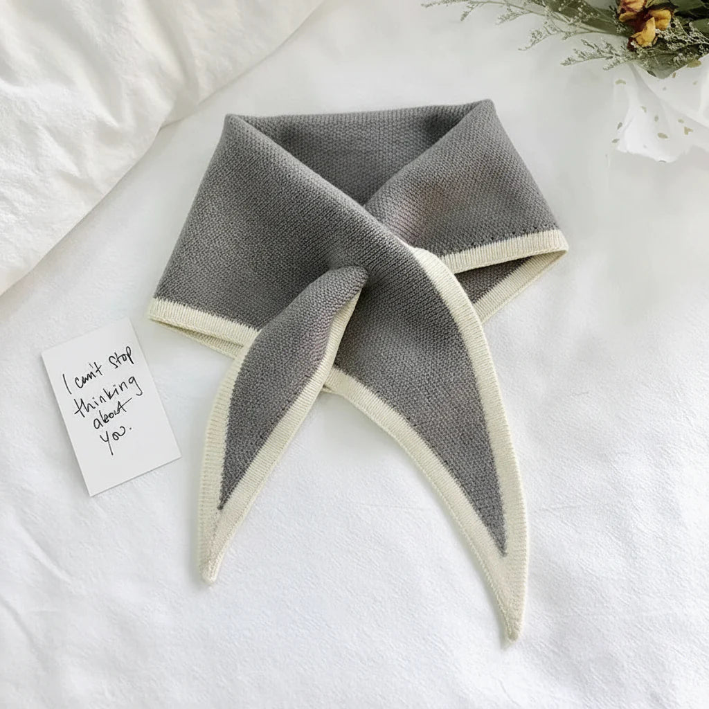 Classic Contrast Edge Thin Cozy Neck Scarf