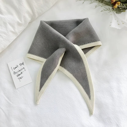 Classic Contrast Edge Thin Cozy Neck Scarf