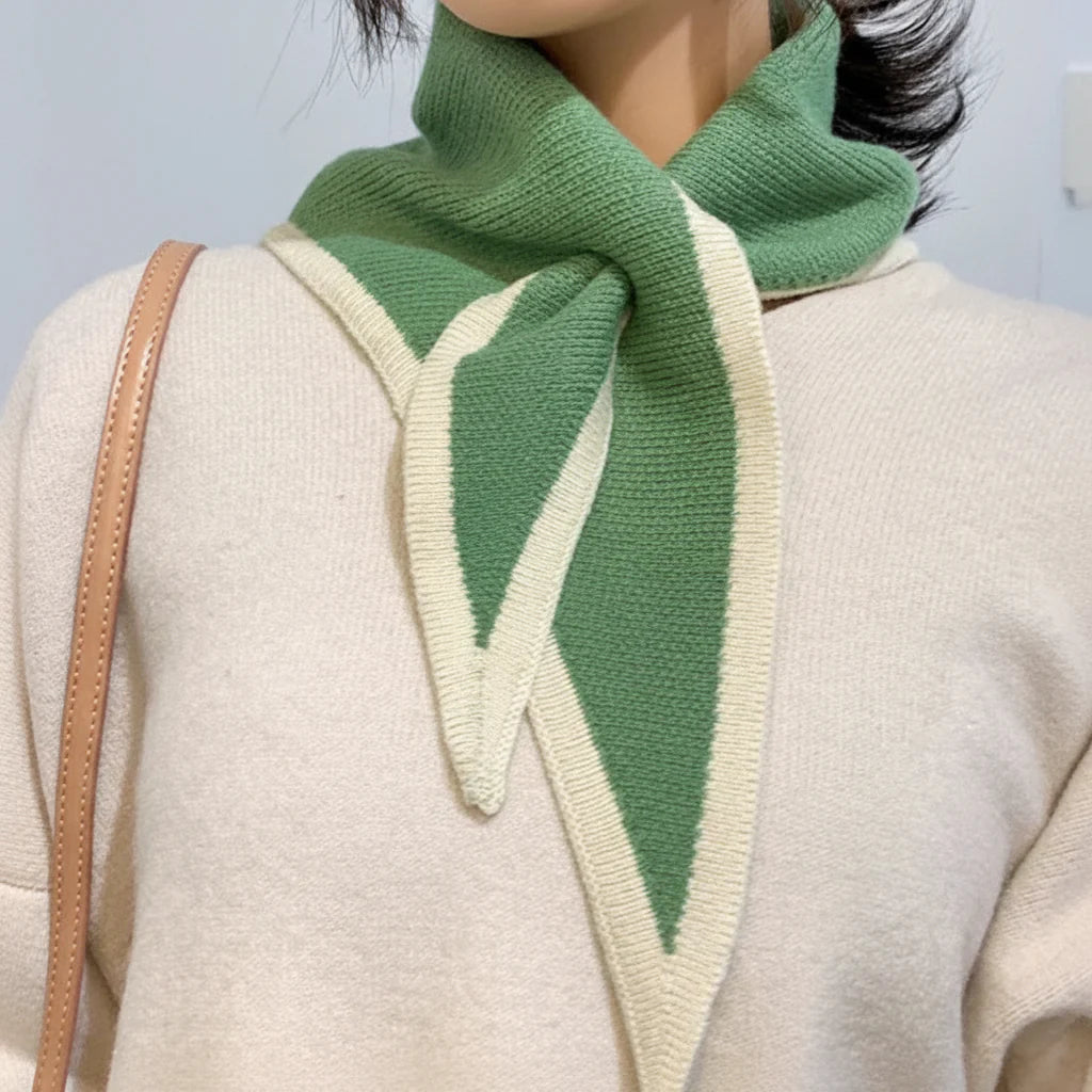 Classic Contrast Edge Thin Cozy Neck Scarf