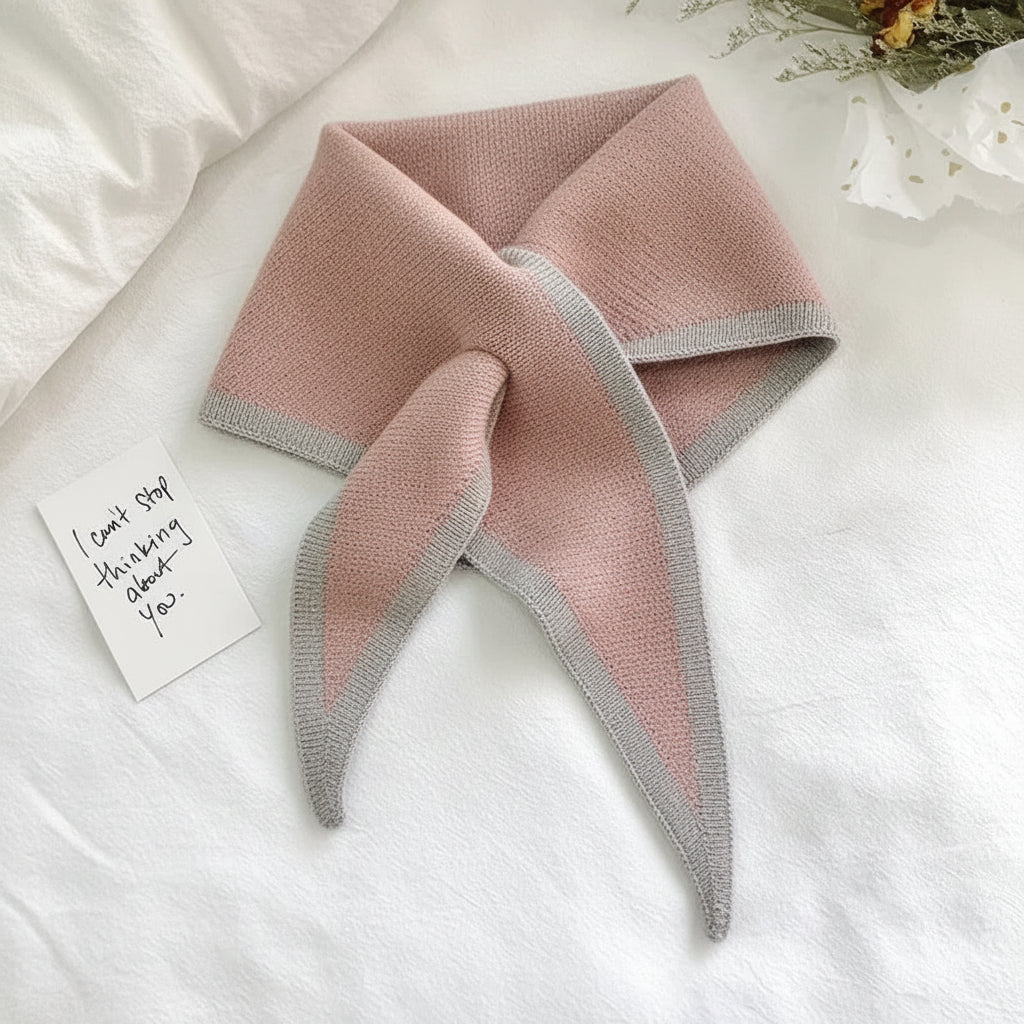 Classic Contrast Edge Thin Cozy Neck Scarf