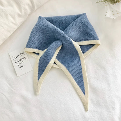 Classic Contrast Edge Thin Cozy Neck Scarf