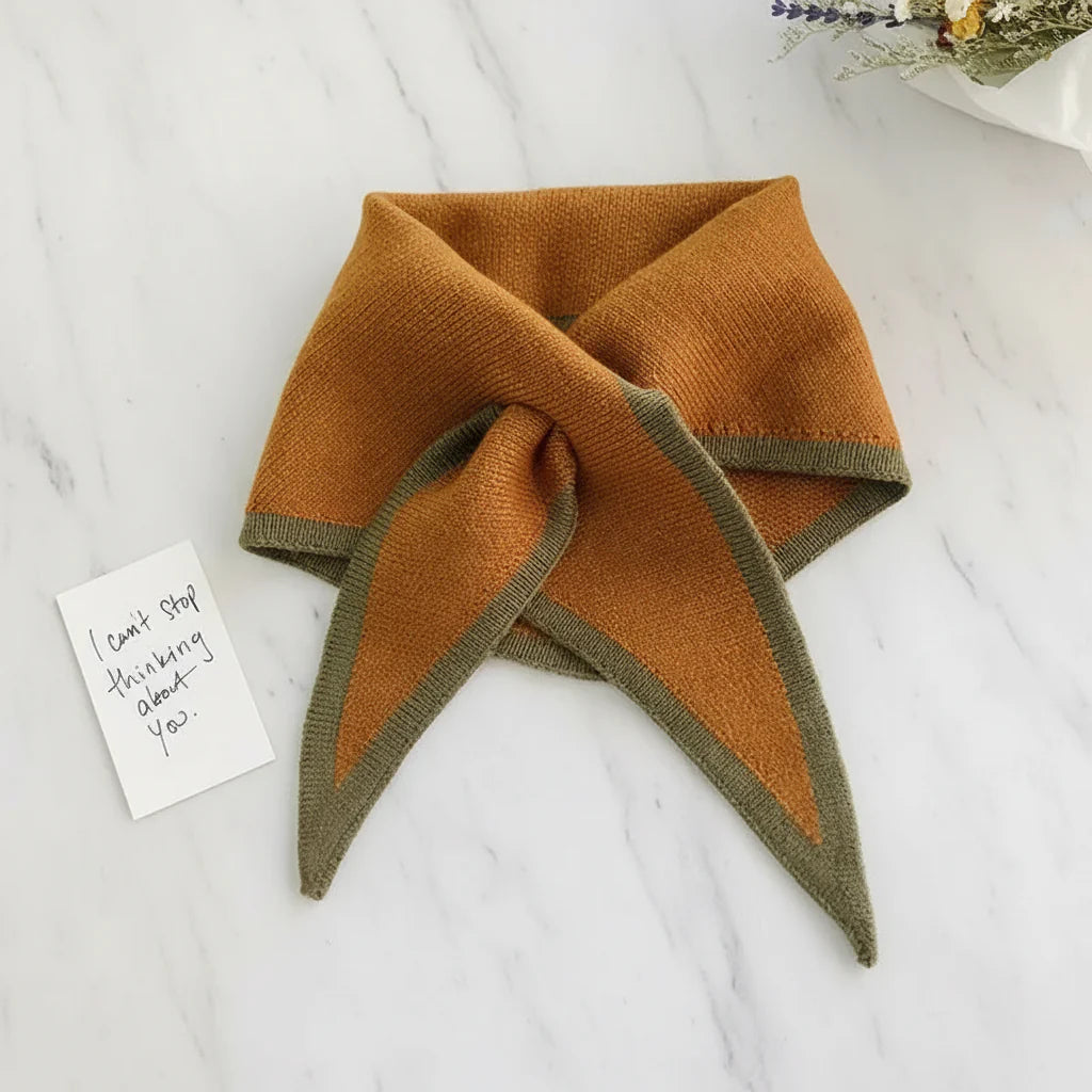 Classic Contrast Edge Thin Cozy Neck Scarf