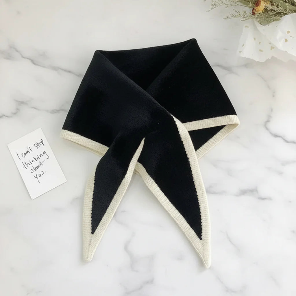 Classic Contrast Edge Thin Cozy Neck Scarf