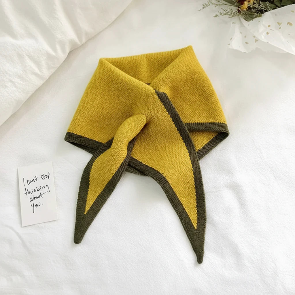 Classic Contrast Edge Thin Cozy Neck Scarf