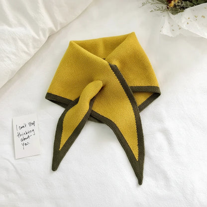 Classic Contrast Edge Thin Cozy Neck Scarf