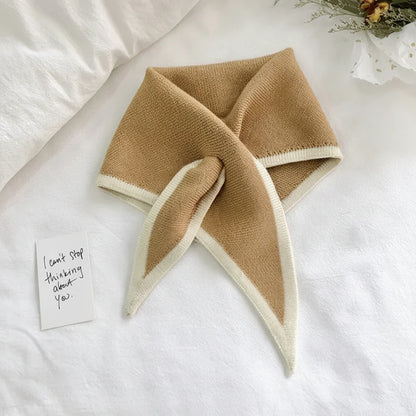 Classic Contrast Edge Thin Cozy Neck Scarf
