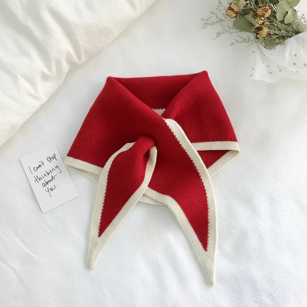 Classic Contrast Edge Thin Cozy Neck Scarf
