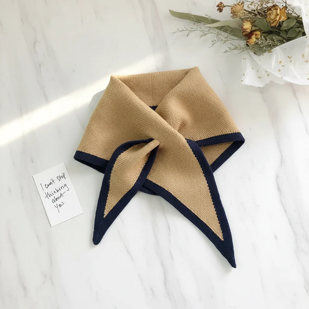 Classic Contrast Edge Thin Cozy Neck Scarf