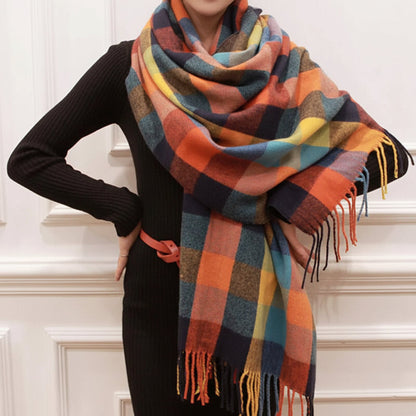 Cozy Plaid Scarf Warm Fleece Winter Accessory