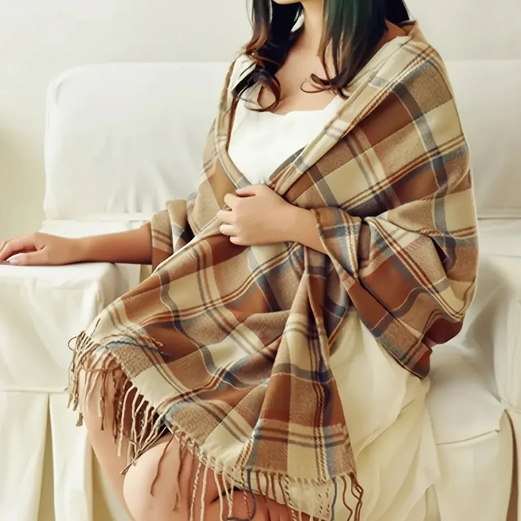 Cozy Plaid Scarf Warm Fleece Winter Accessory