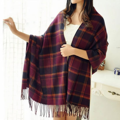 Cozy Plaid Scarf Warm Fleece Winter Accessory