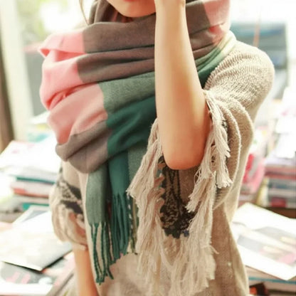 Cozy Plaid Scarf Warm Fleece Winter Accessory