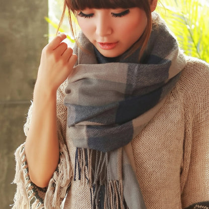 Cozy Plaid Scarf Warm Fleece Winter Accessory
