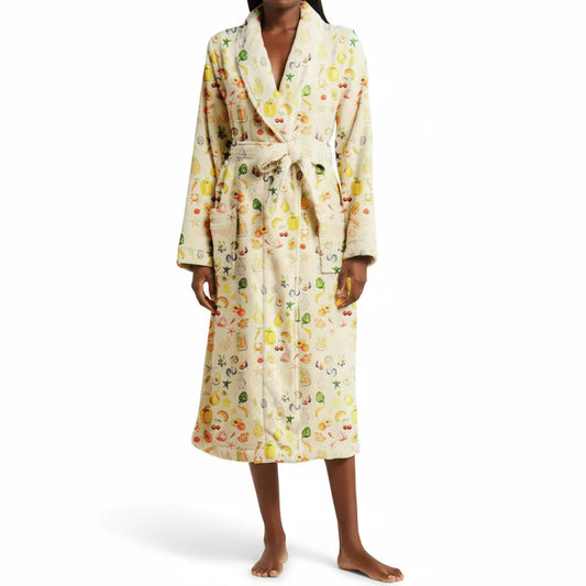 Cozy Floral Fleece Hooded Robe with Tie Waist - Lusomart