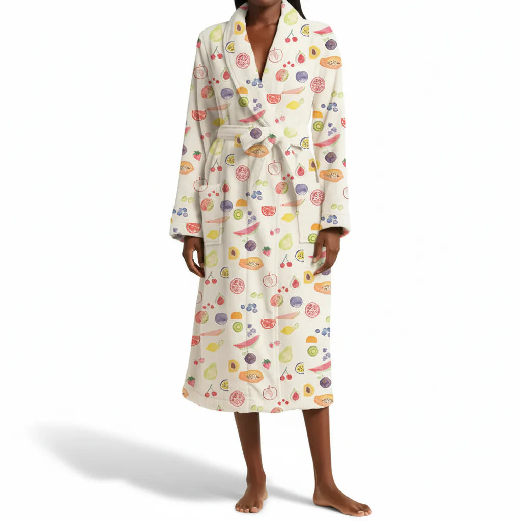 Cozy Floral Fleece Hooded Robe with Tie Waist