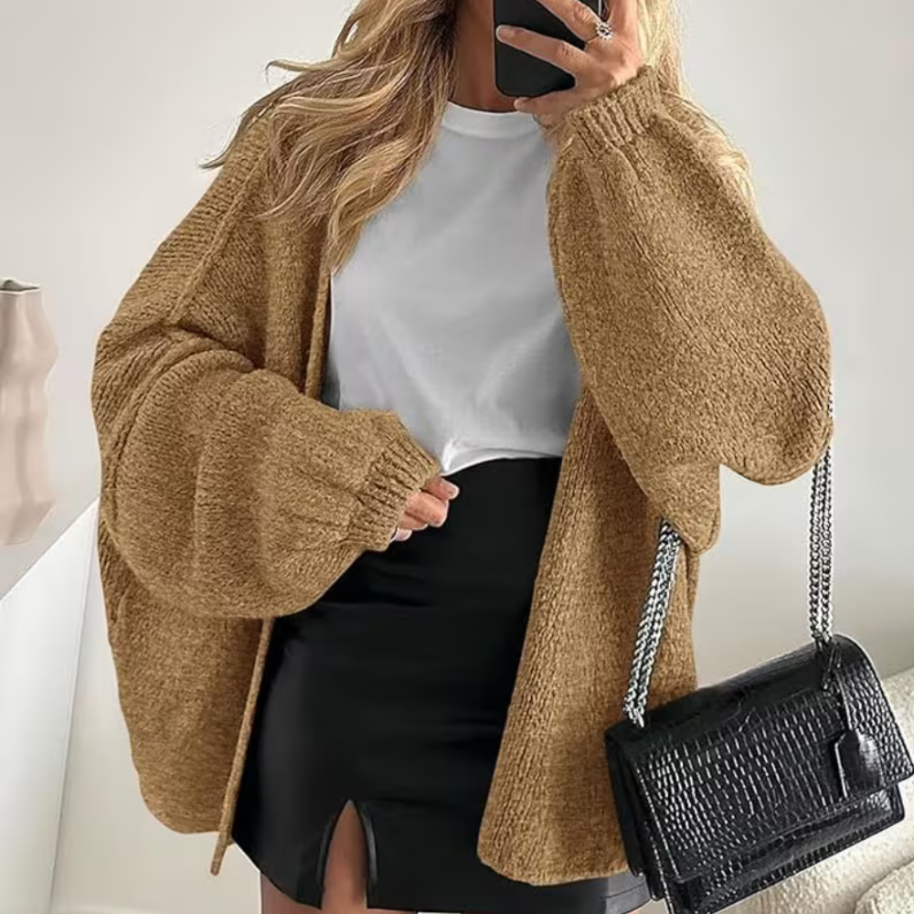 Relaxed Fit Open Front Cardigan Sweater