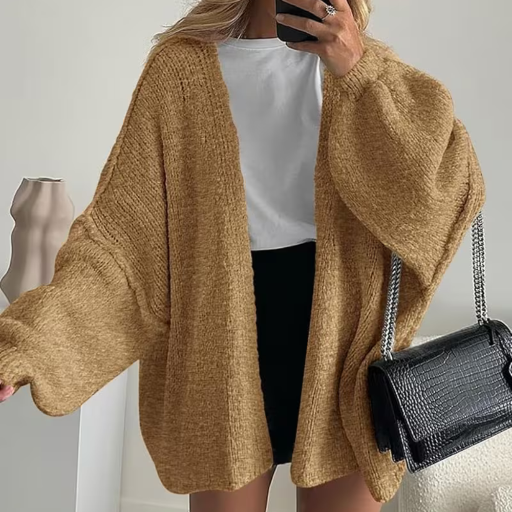 Relaxed Fit Open Front Cardigan Sweater