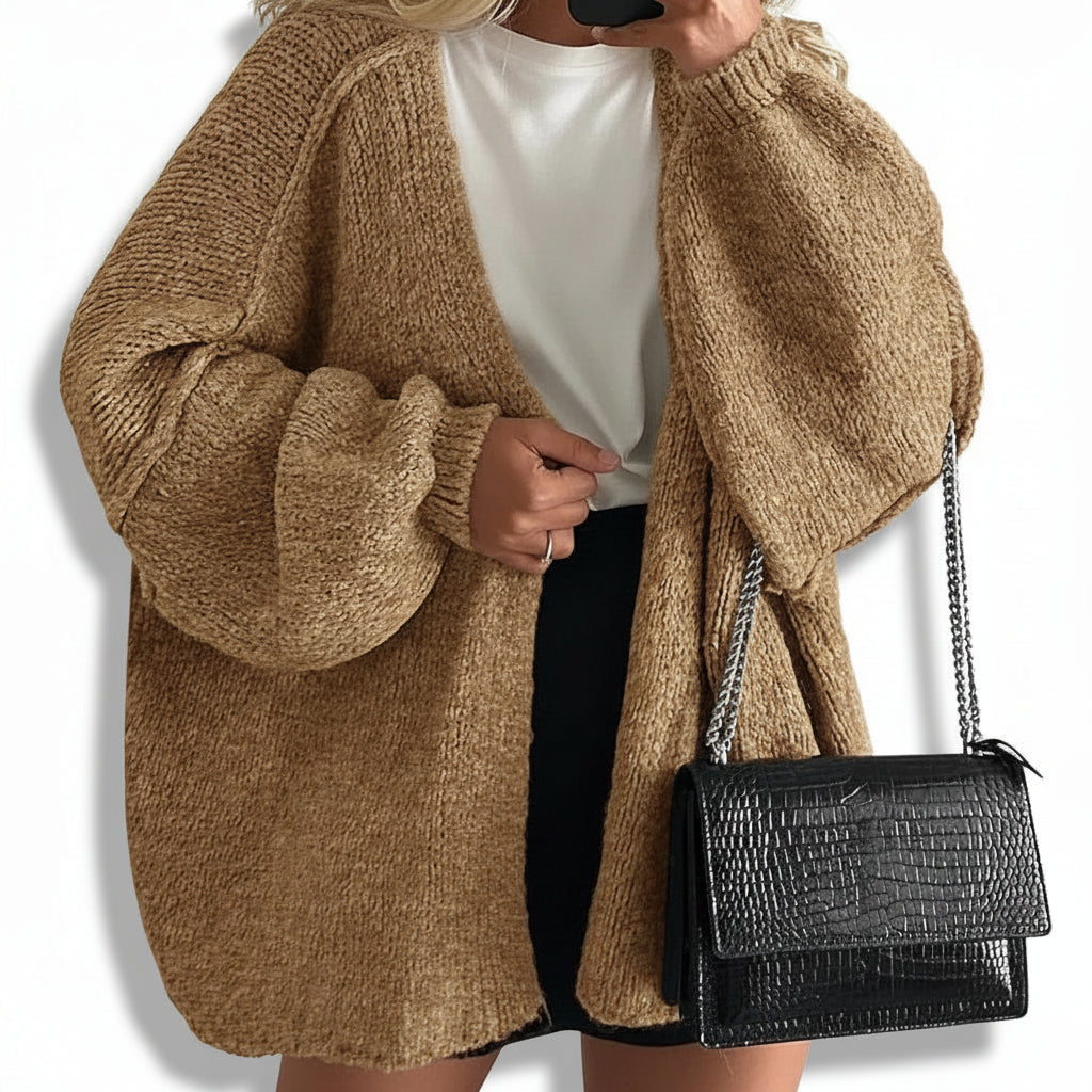 Relaxed Fit Open Front Cardigan Sweater - Lusomart