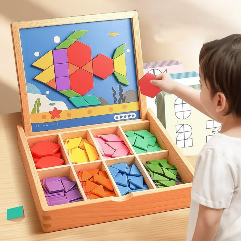 Fun Learning Wooden Shape Sorting Blocks Toy Set - Lusomart